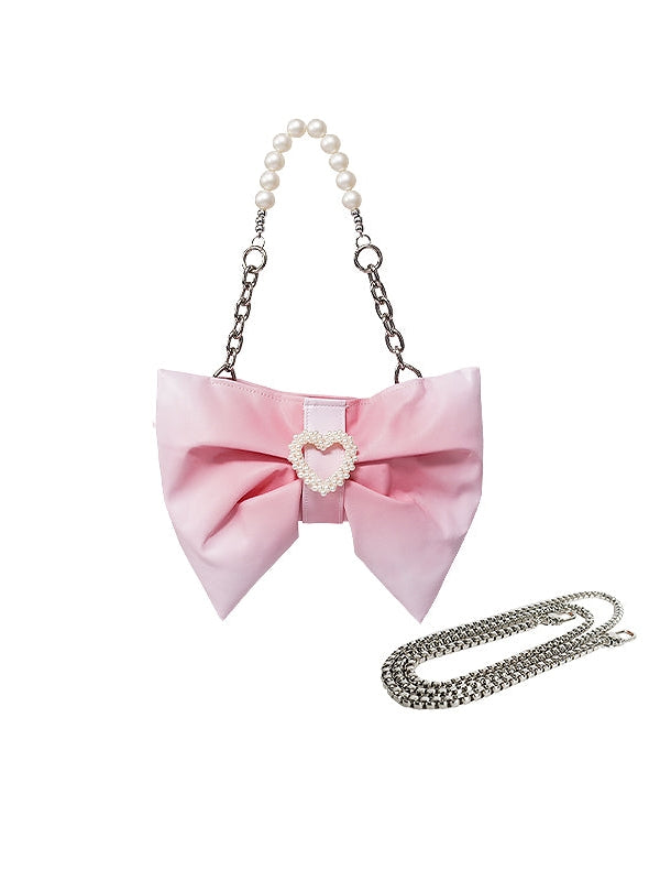 Bow One Shoulder Gradient Pleated Bag