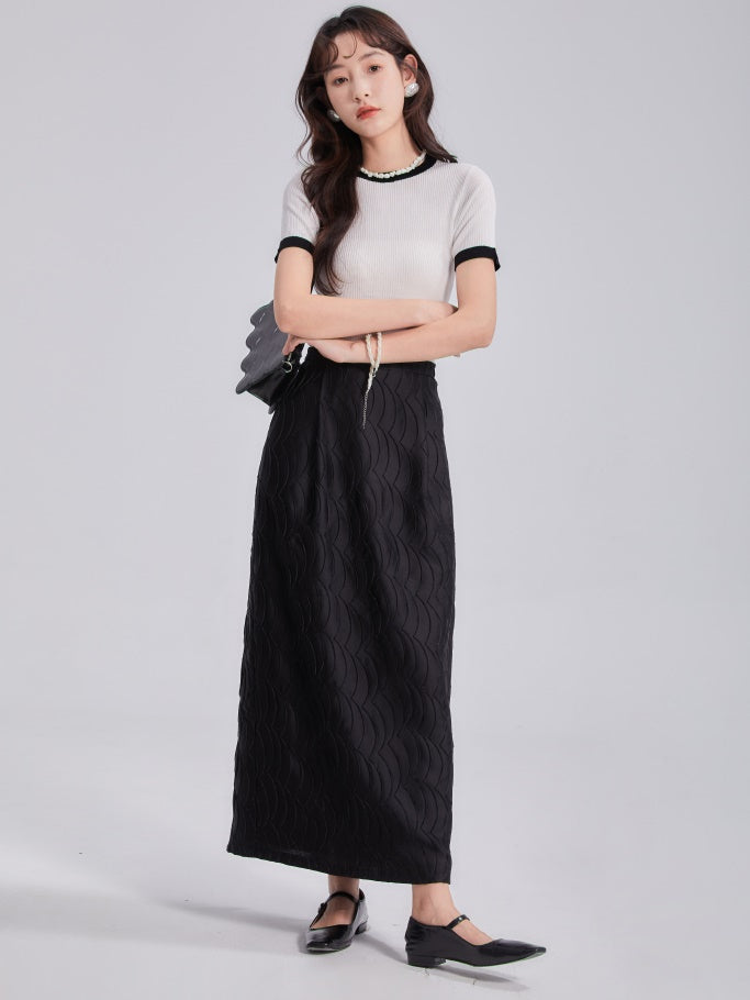 Satin Fish Scale Wrinkle Loose Shirt & Skirt