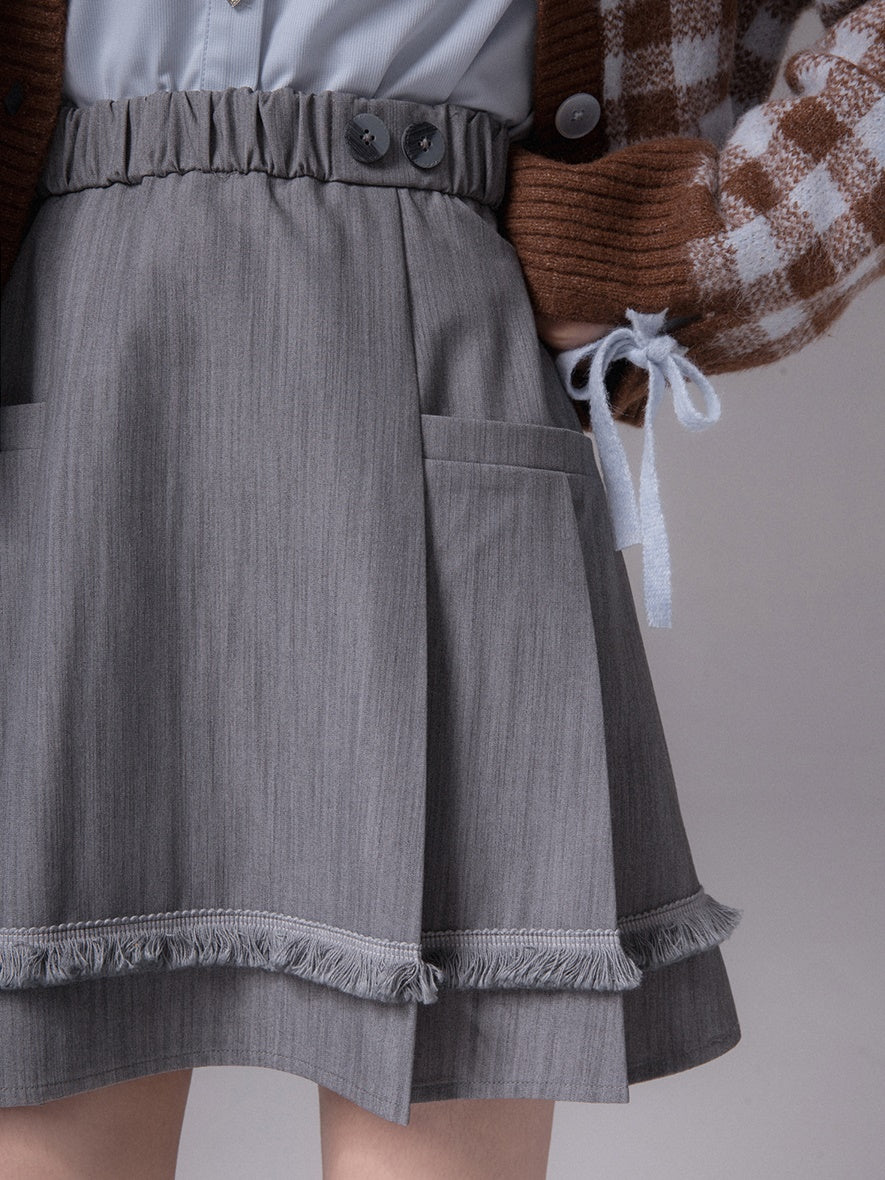 주름 잡은 프린지 스커트