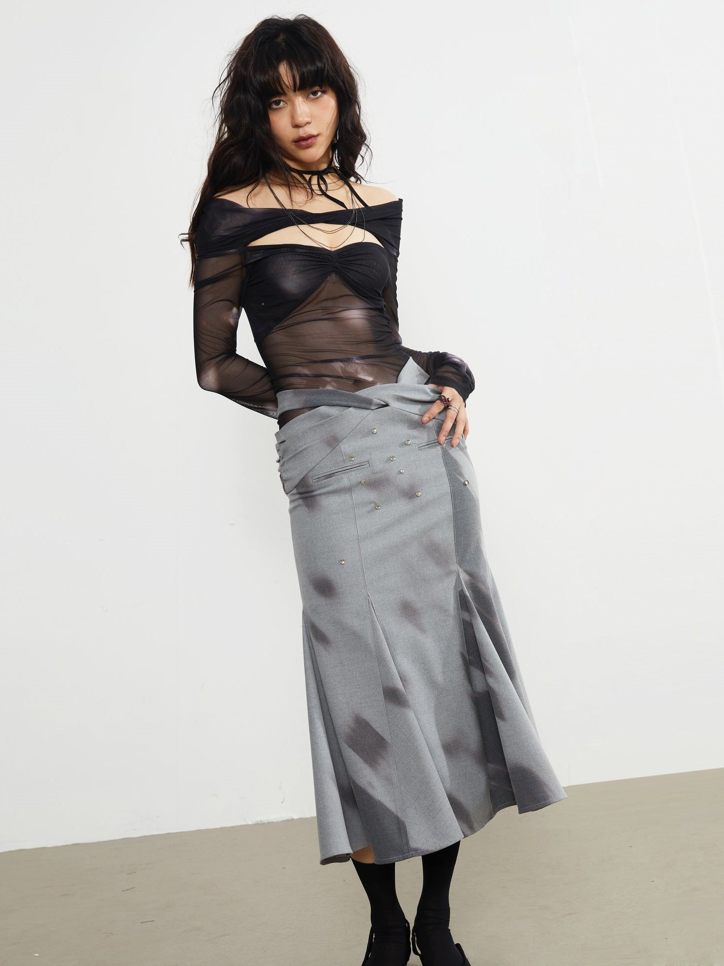 Printing PUNK HOLLOW SKIRT