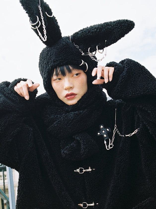 토끼 가짜 양고기 플러시 재킷