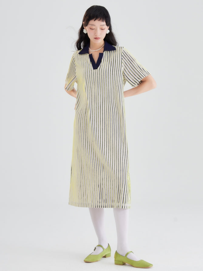 Retro -Streifen Polokleid