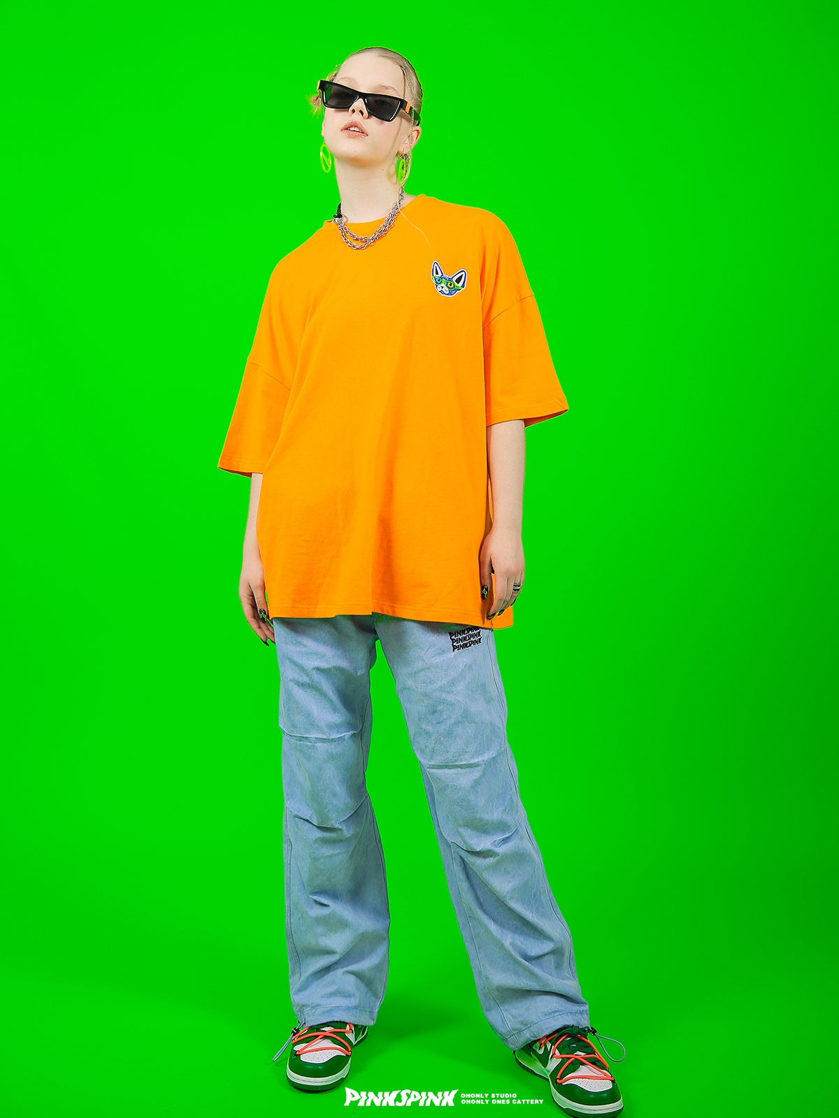 개 OnePoint 오버 사이즈 캐주얼 T 셔츠