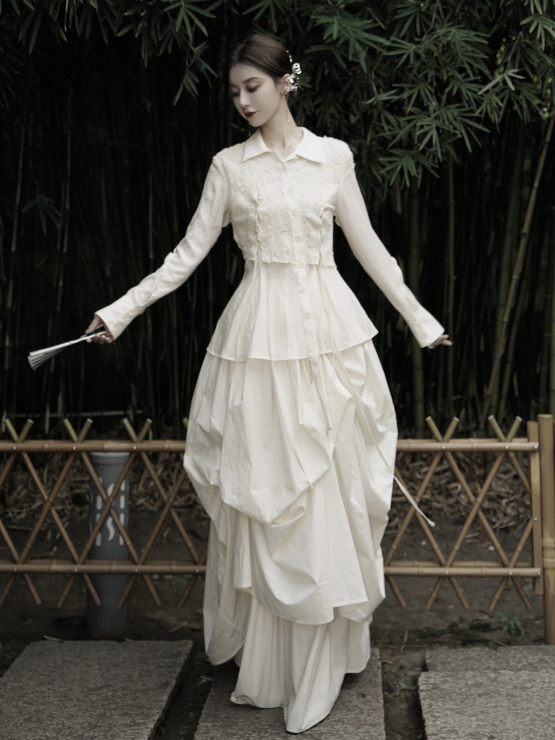 Niche Pleated Long Skirt