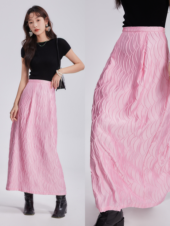 Satin Fish Scale Wrinkle Loose Shirt & Skirt