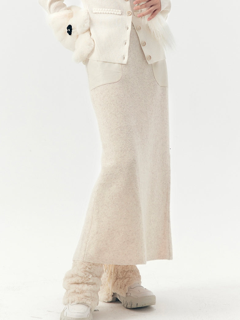 Jupe en cuir en tricot