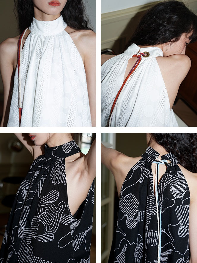 Hanging Neck Short Sleeveless Doll One-piece