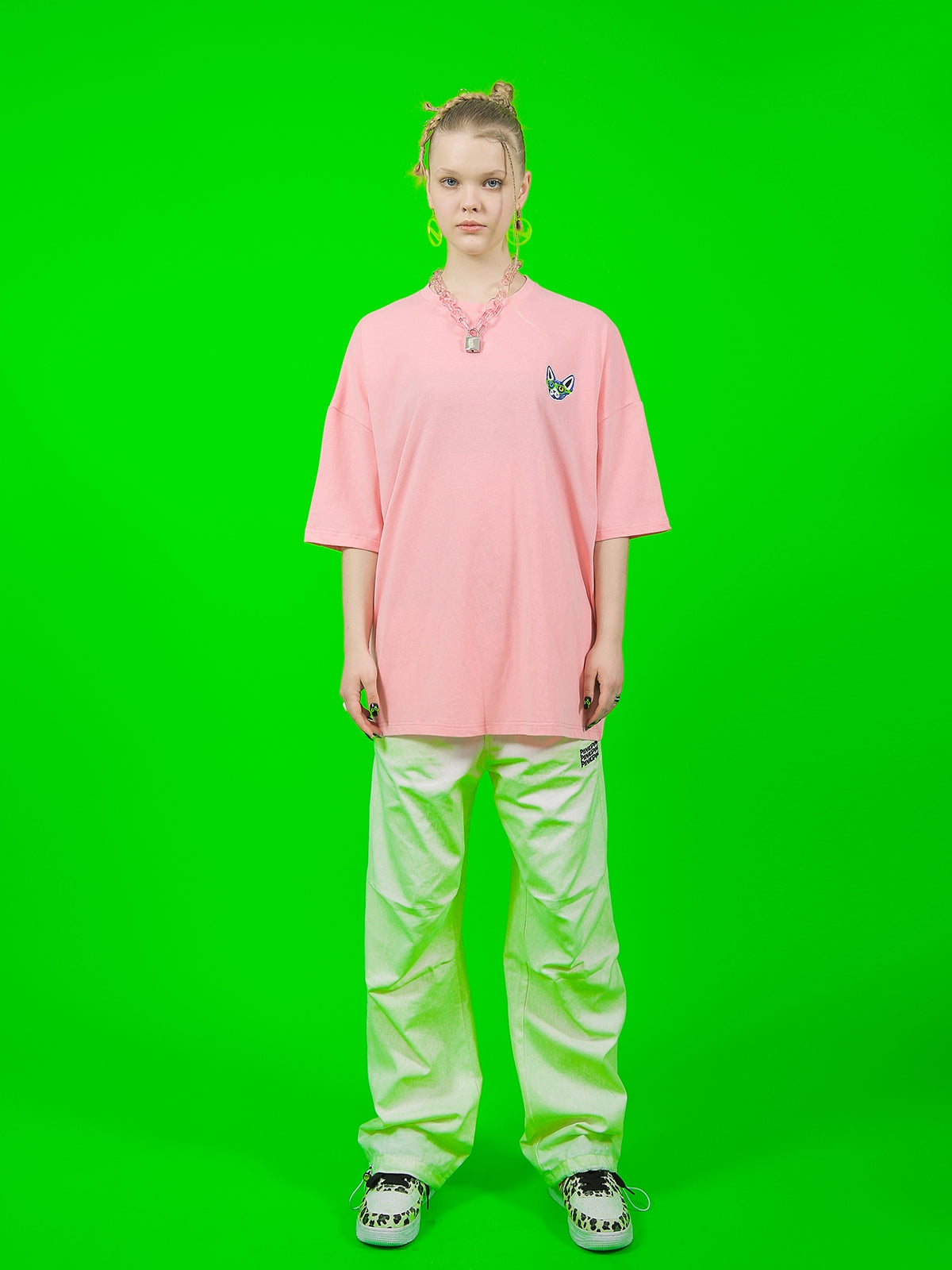 개 OnePoint 오버 사이즈 캐주얼 T 셔츠