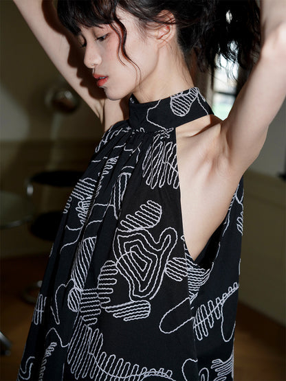 Hanging Neck Short Sleeveless Doll One-piece