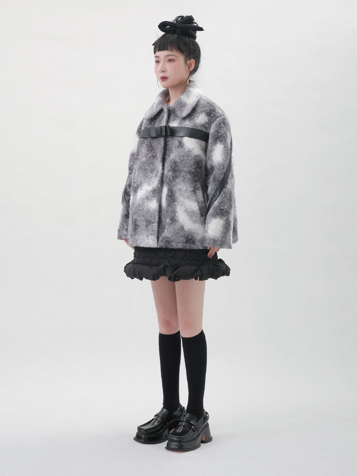 Tie-dye Boa Water-color Belt Jacket