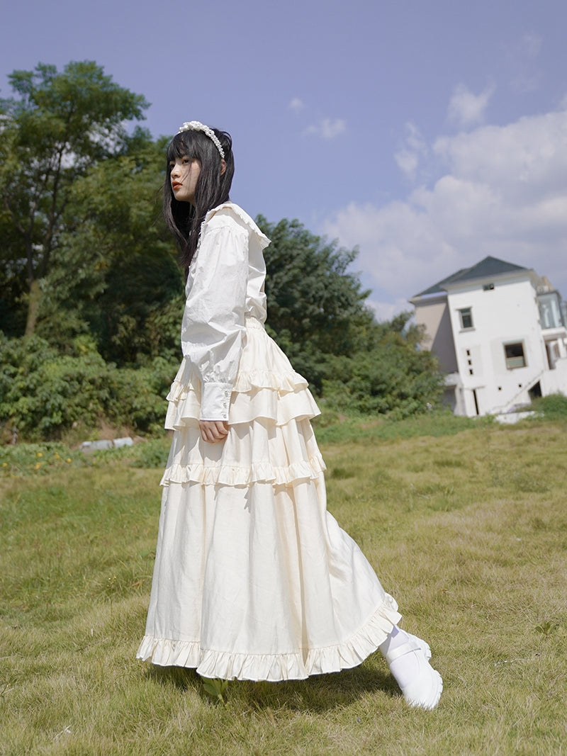 Abgestufte Retro Retro Fluffy Maid Ein Stück