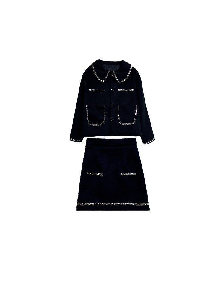 양모 스티치 슈트 고급 재킷 및 스커트