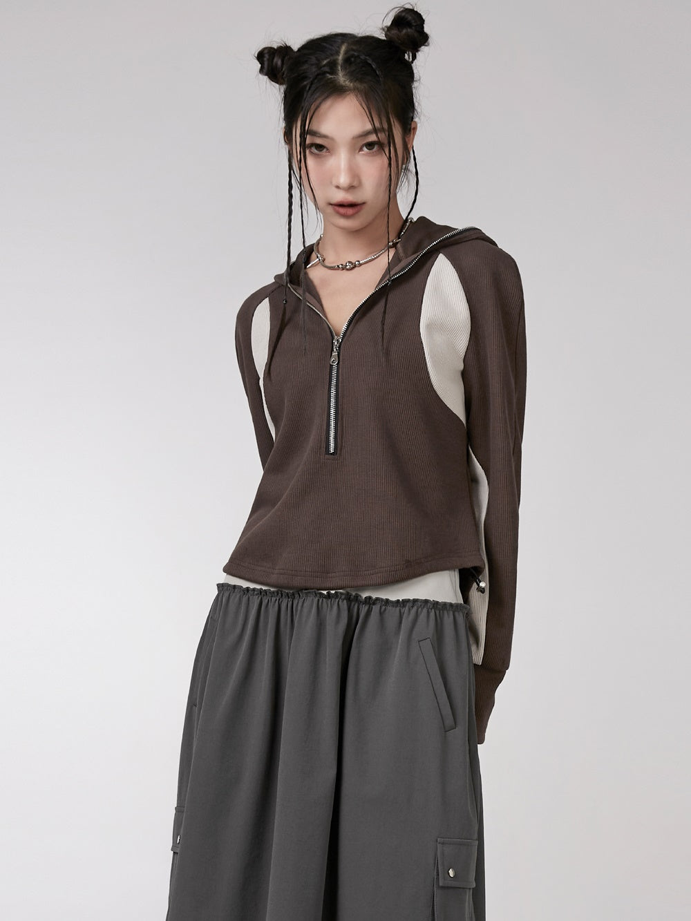 Contrast Color Pullover Hoodie