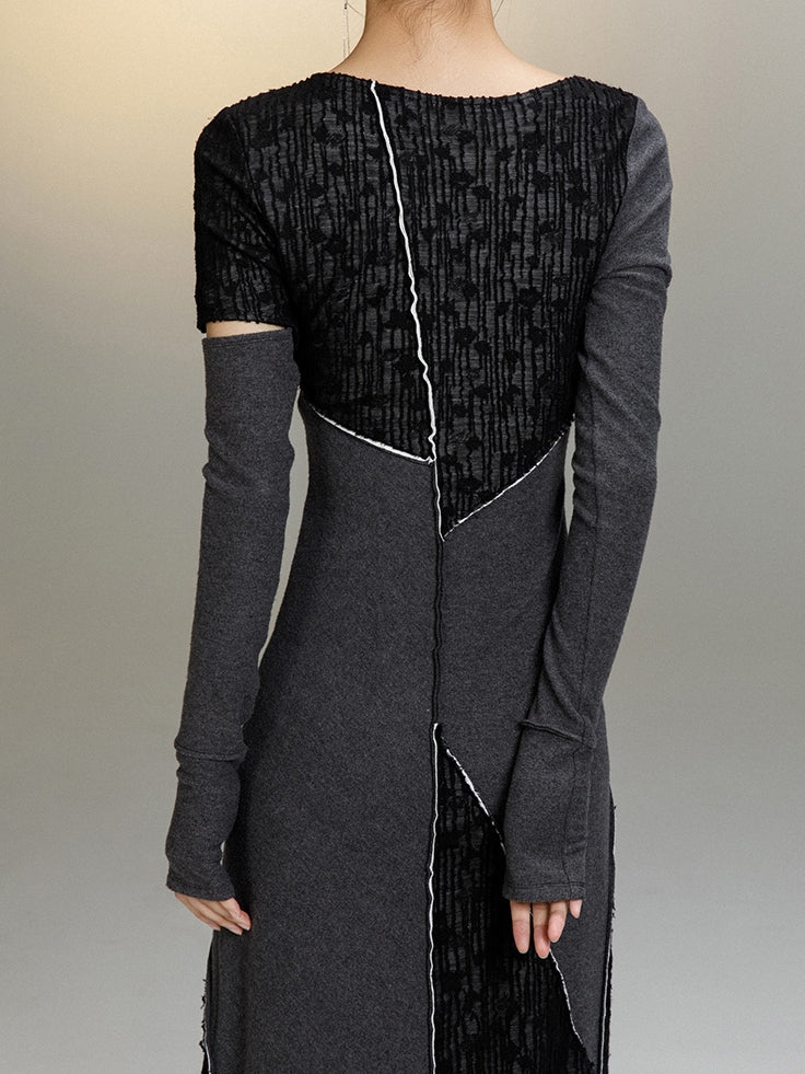 Gestrickte schlanke Passform Jacquard Panel Kleid