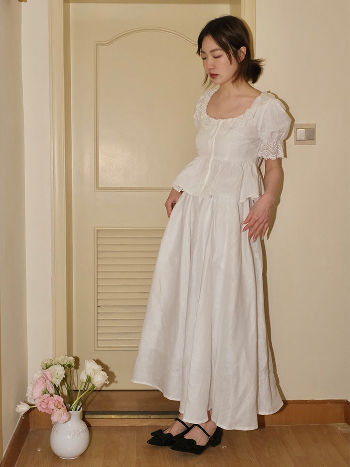 Französischer Spitzenpuffhemd Hemd