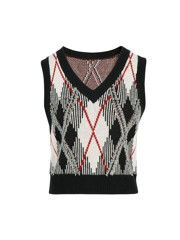 Retro Short Knitted Cardigan & Vest