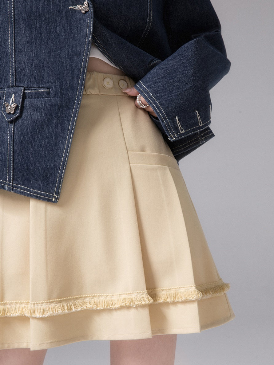 주름 잡은 프린지 스커트