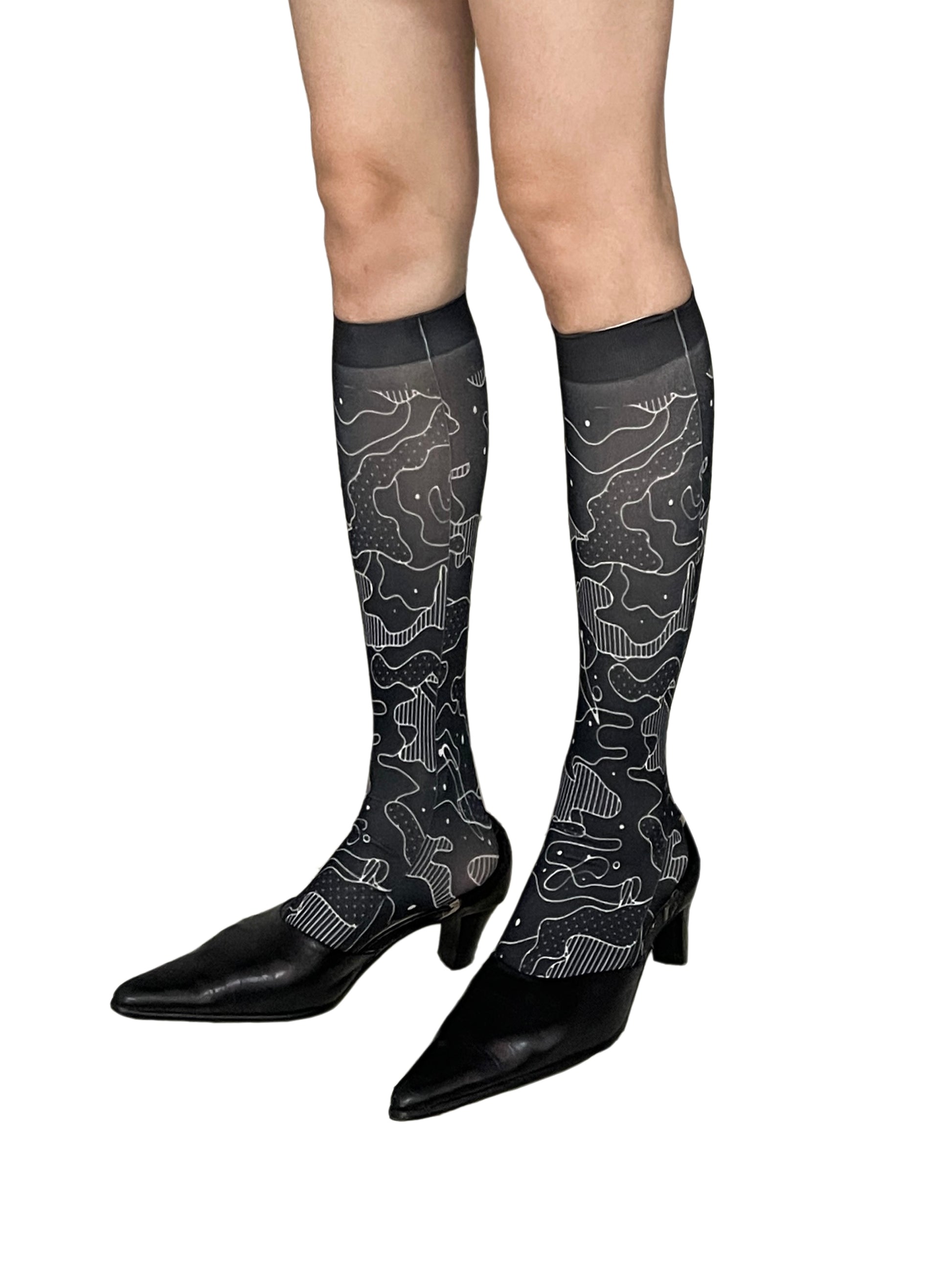 Print Elastic Mid-Tube Stockings 60D