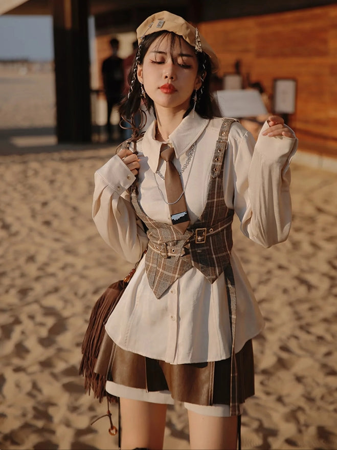 British Style Anzug Jacke & Shirt & Culottes