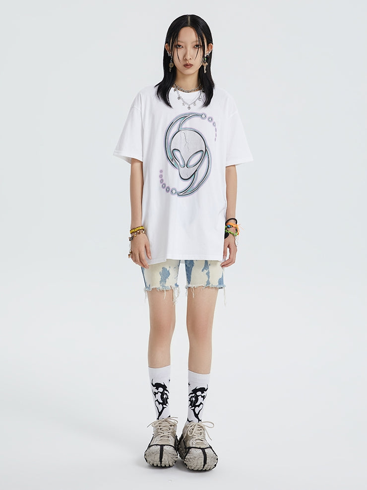 인쇄 된 짧은 슬리브 티셔츠