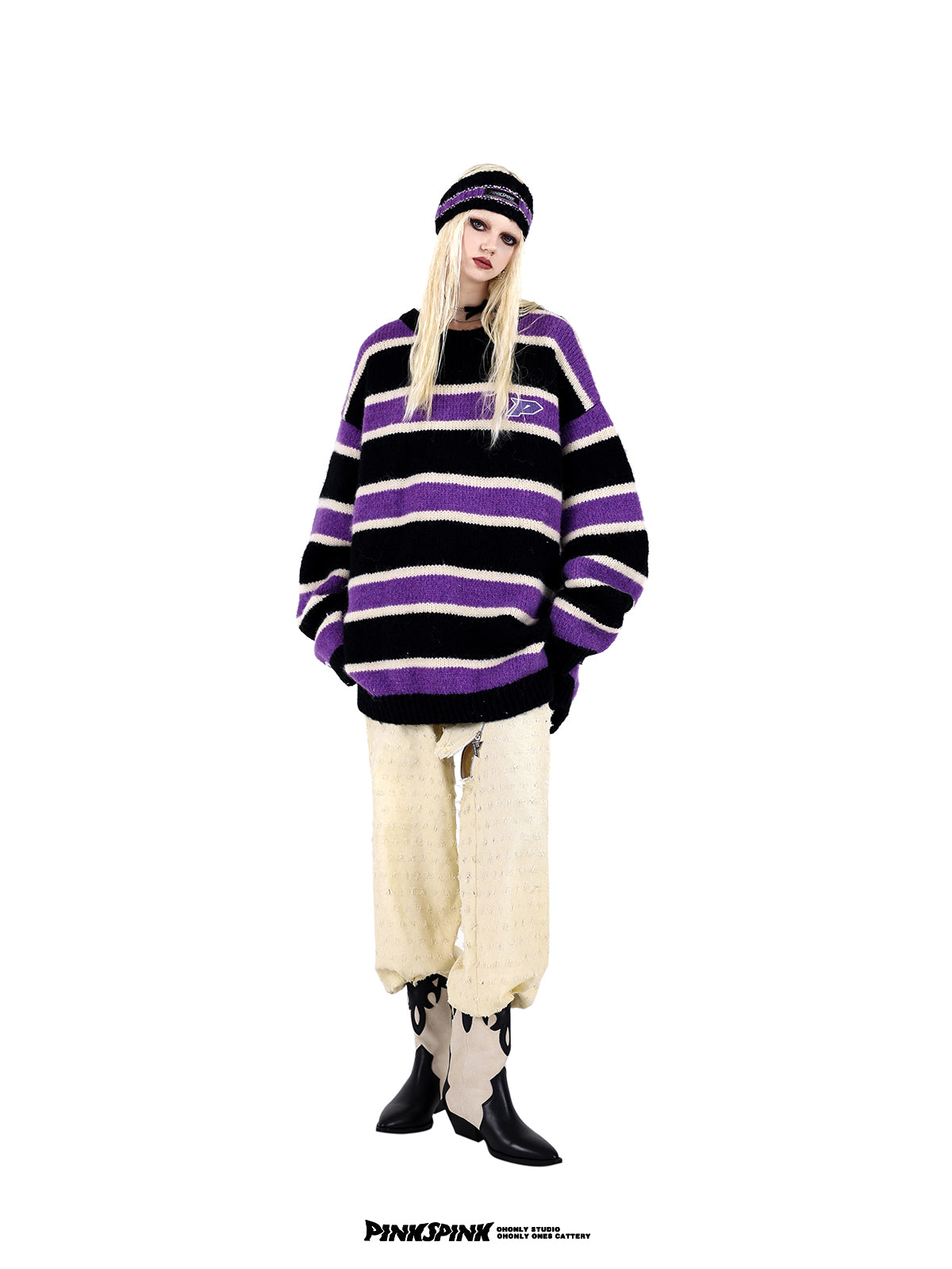 테두리 과잉 크기 캐주얼 니트