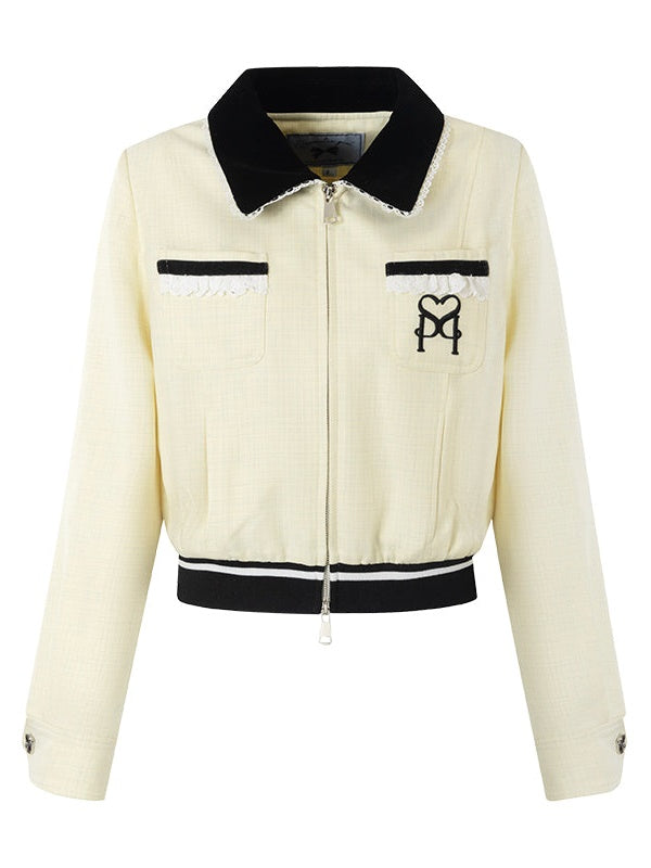 Retro -Kontrast Farbjacke & Faltenrock