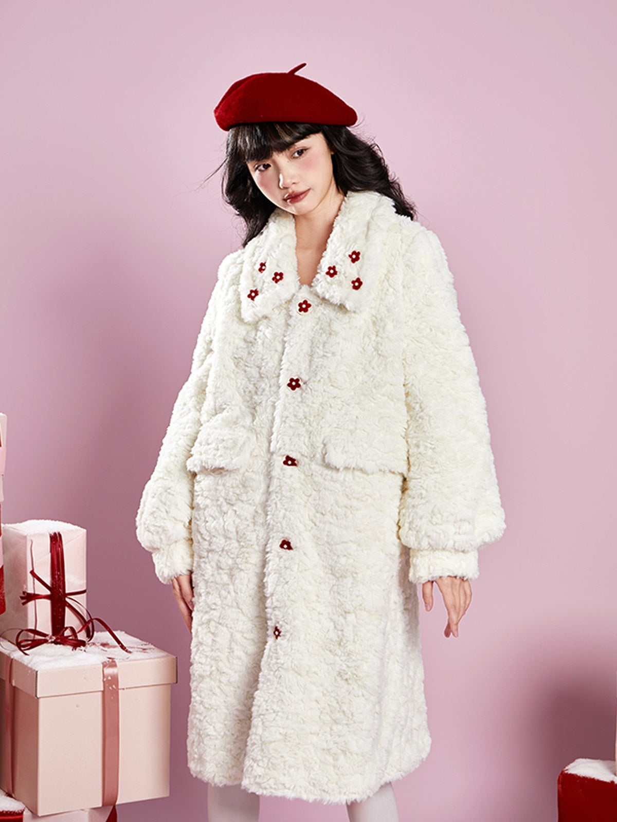 Mid-LENGTH PLUSH COAT