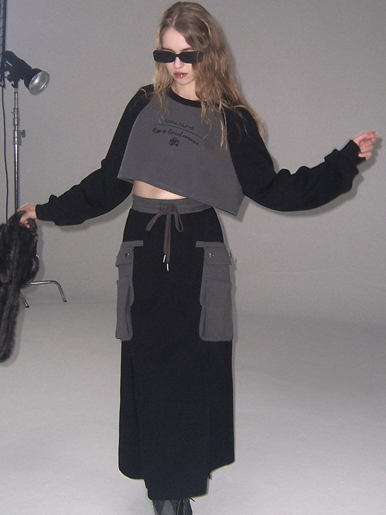 Sweat court et longue configuration de jupe