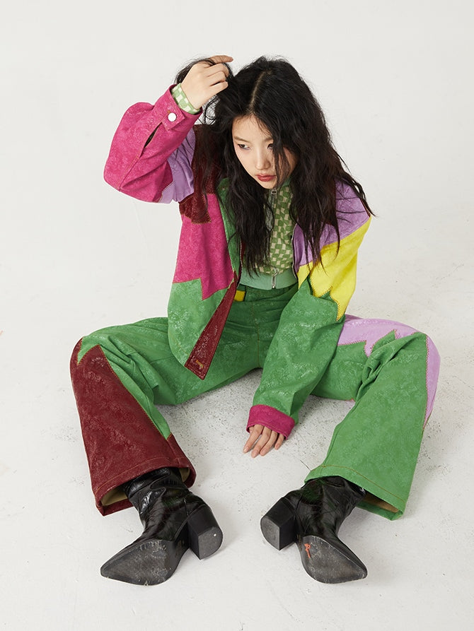 Stitching -Kontrastfarbe Faux Lederhosen