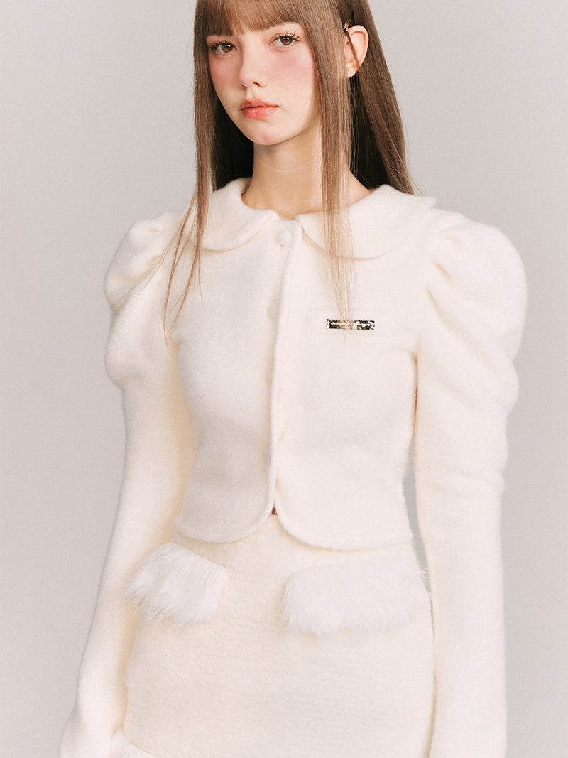 Fluffy Small FUR CARDIGAN JACKET