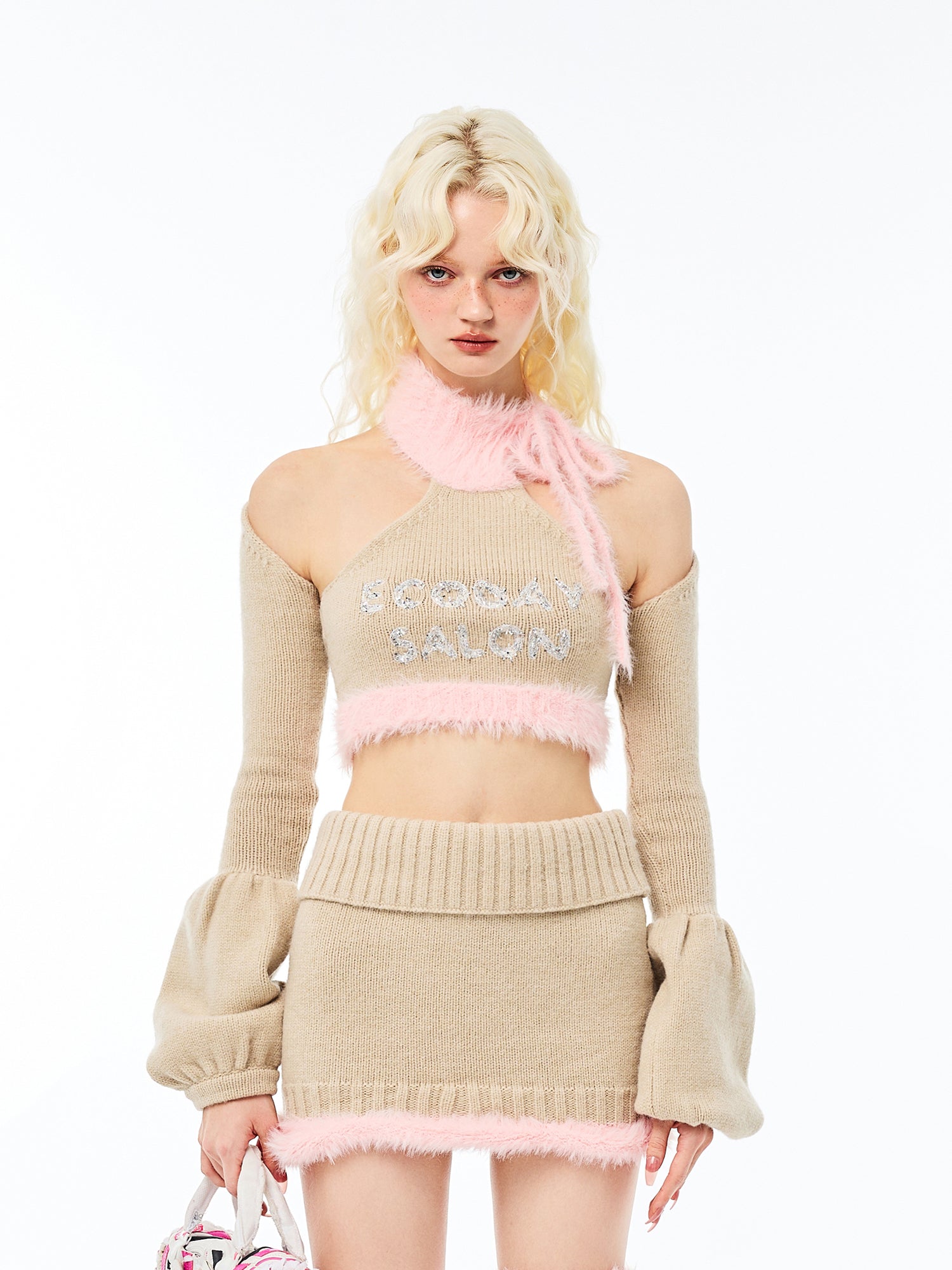 Halter Neck Sleevels Knit Top & Skirt – ARCANA ARCHIVE