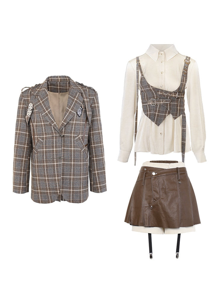 British Style Anzug Jacke & Shirt & Culottes