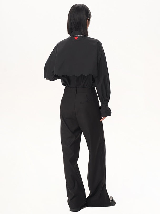 Double-Layer Hollow Deconstraction Splicing Loose Shirt