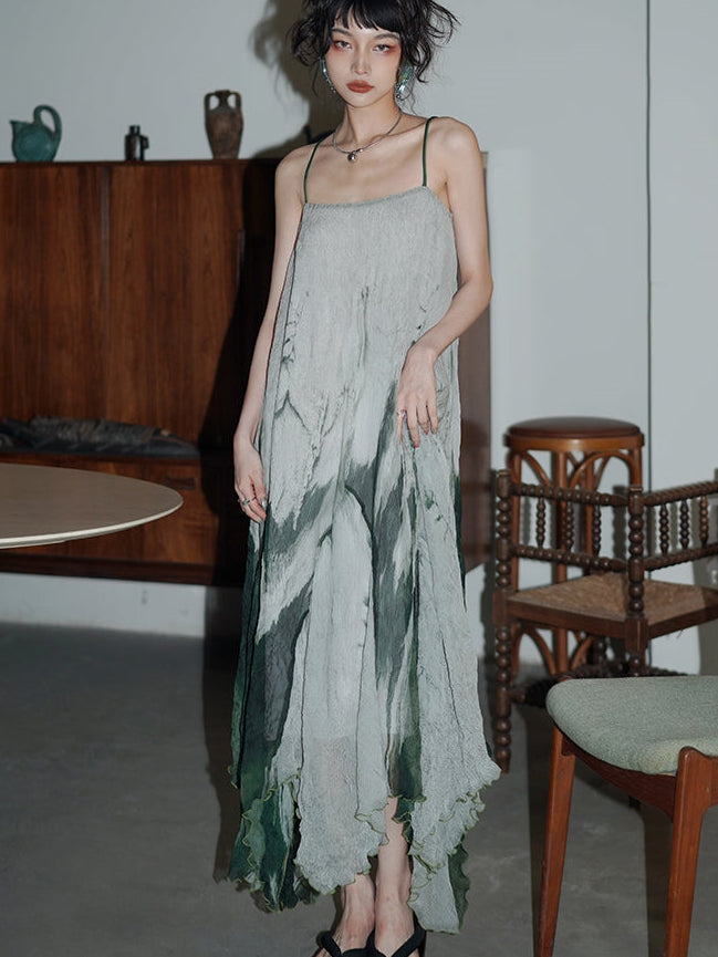 넥타이 염색체 느슨한 서스펜더 드레스