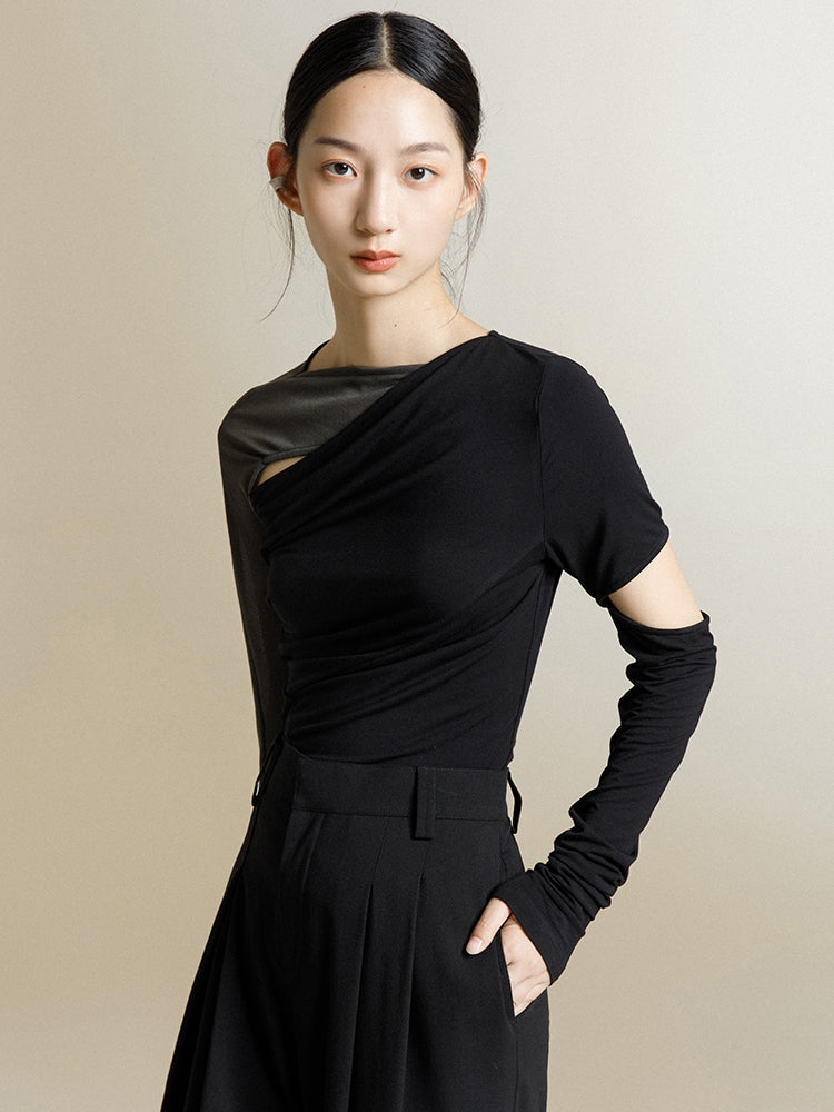 Broken Sleeve Bottoming T-shirt