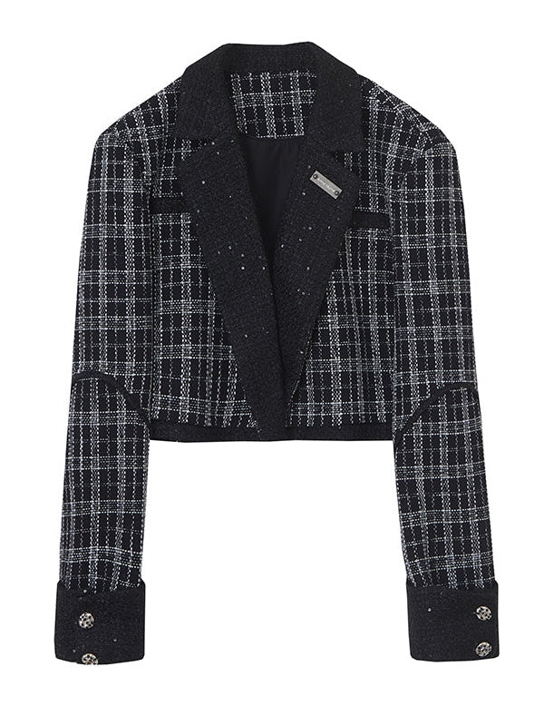 Veste courte et jupe à vérification classique et jupe