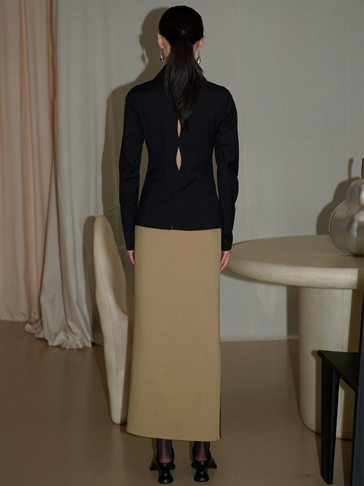 Neues chinesisches Style Wollmischung hohles Hemd