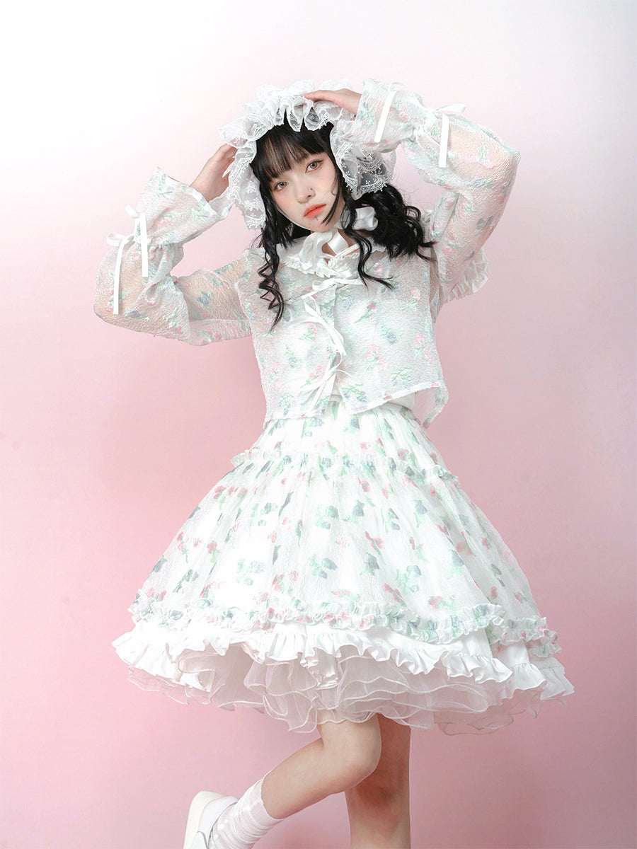 BOW TIE JACQUARD SUNSCREEN LONG-SLEEVED JACKET