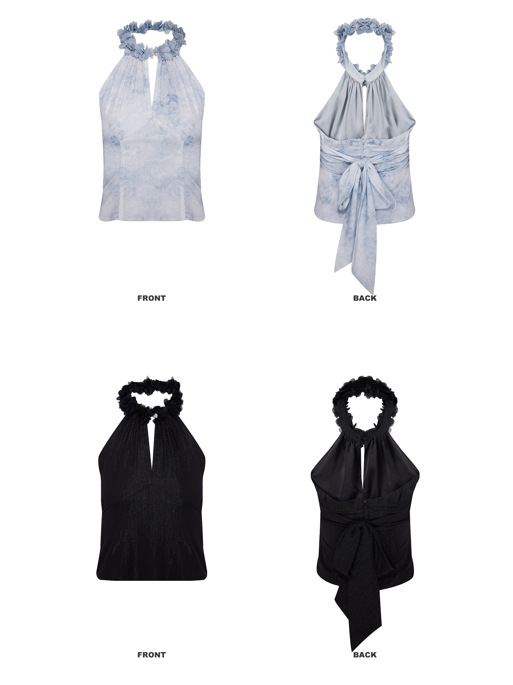 Hanging Neck SleevelessTop & Cake Skirt