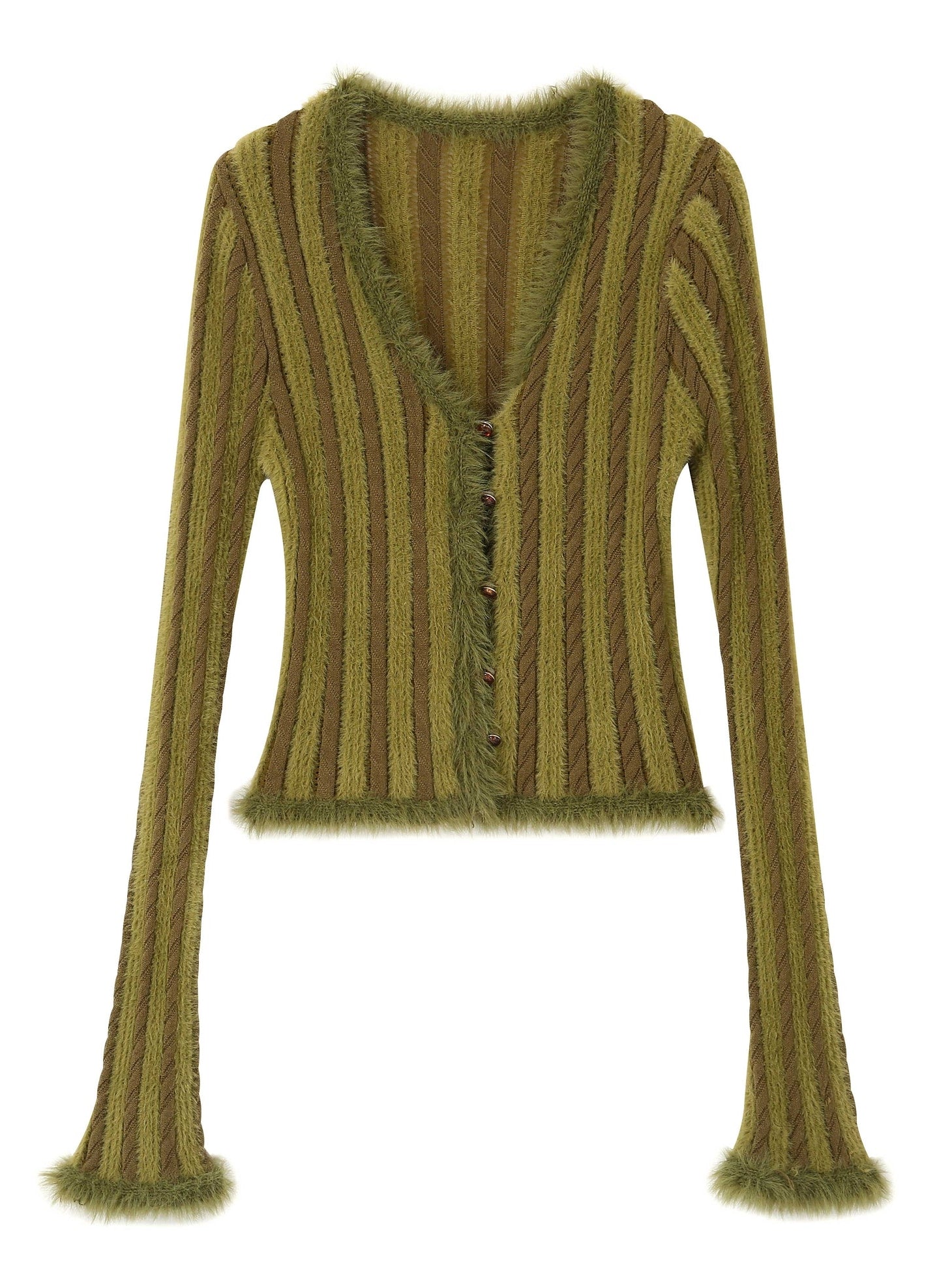 Retro V-Neck-Strickjacke