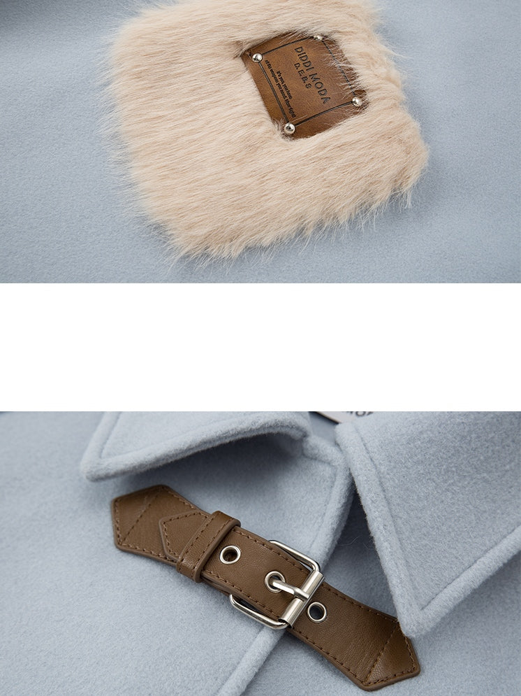 Flauschiger kontrastierender Taschenmantel