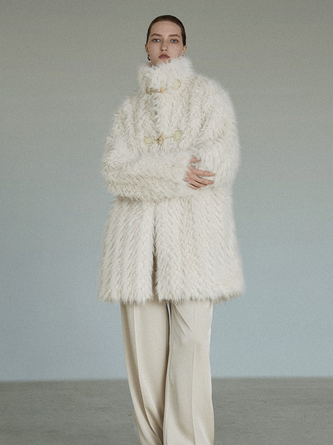 Fluffy BOA FUR MATURE MIDDLE STAND-COLLAR JACKET