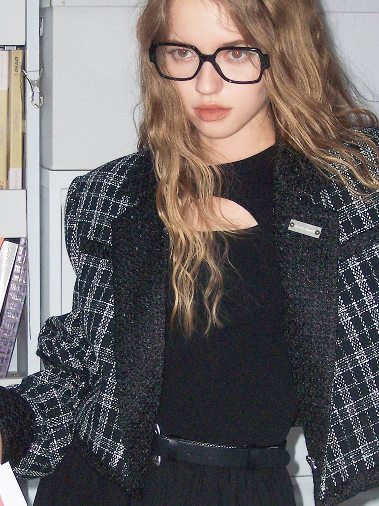 Veste courte et jupe à vérification classique et jupe