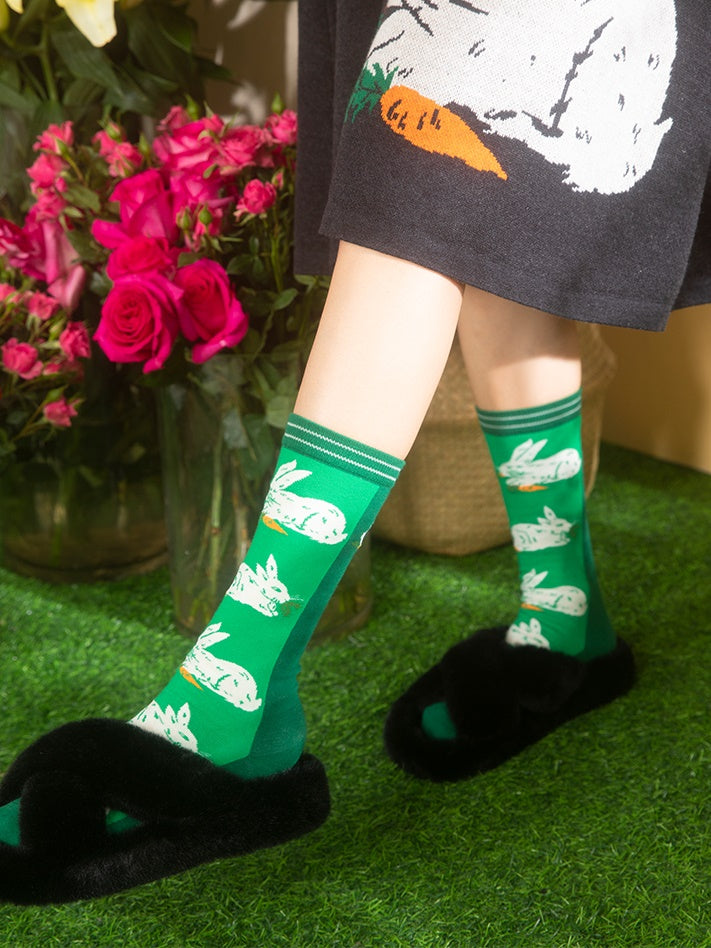 토끼 중간 튜브 양말