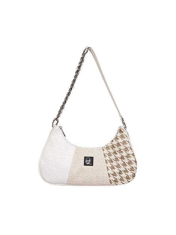 Y2k CONTRAST COLOR STITCHING ONE-SHOULDER BAG