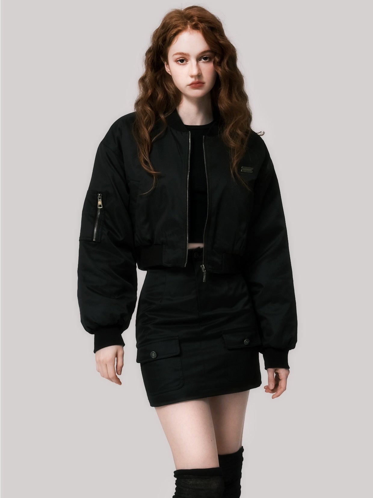 Jacket et jupe courte de baseball matelassé