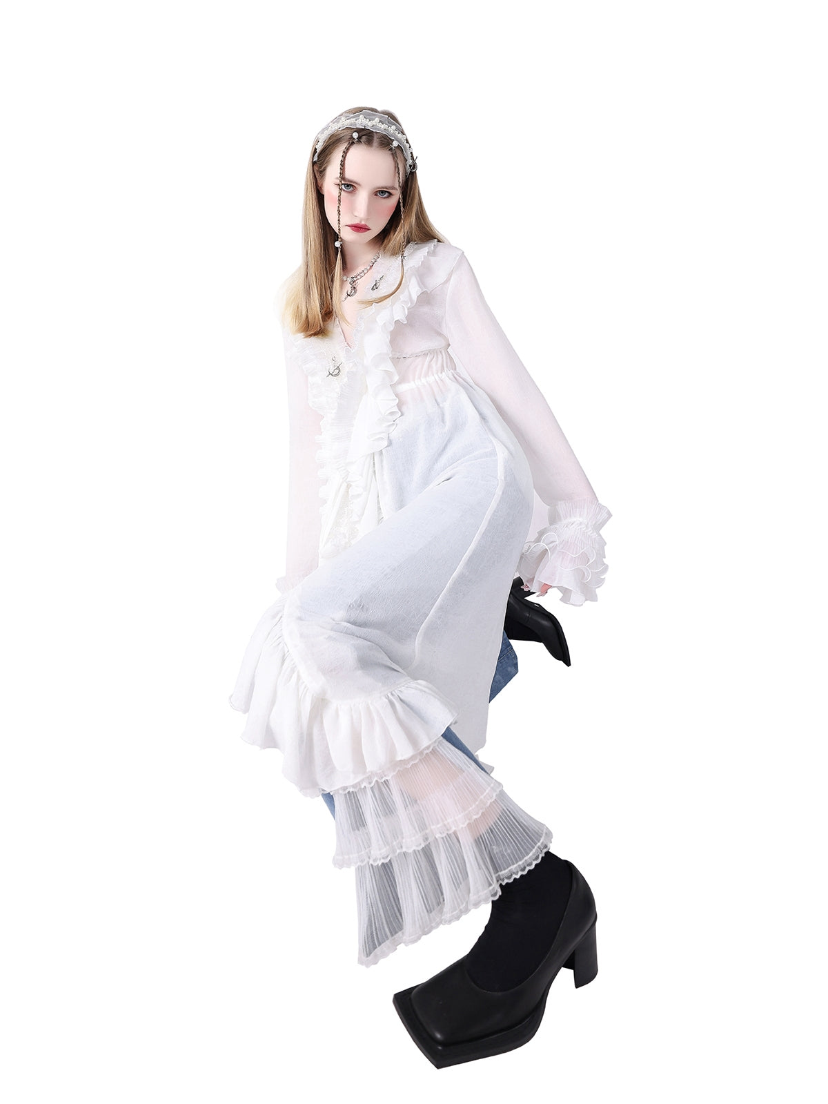 Fee Spitze Sonnenschutzmittel mit langer Strickjacke