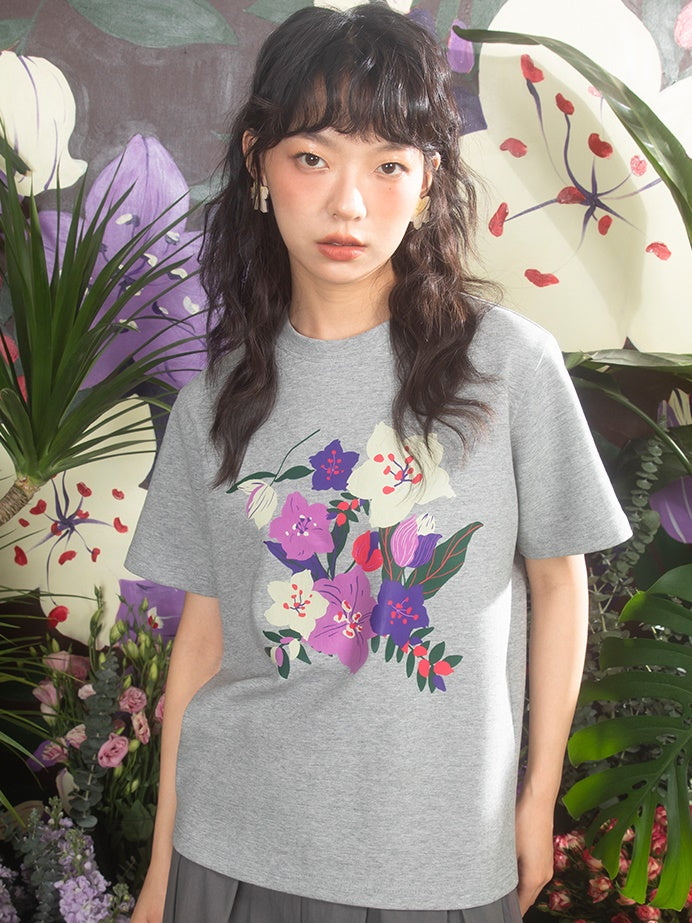 SAKURA PRINT LOOSE SLEEVE T-SHIRT