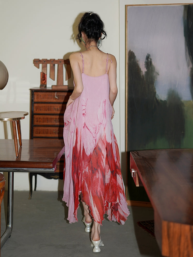 넥타이 염색체 느슨한 서스펜더 드레스