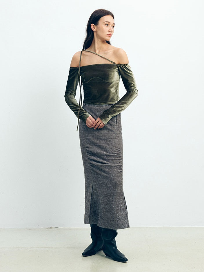 3D Falten Slim Fit gerader Rock